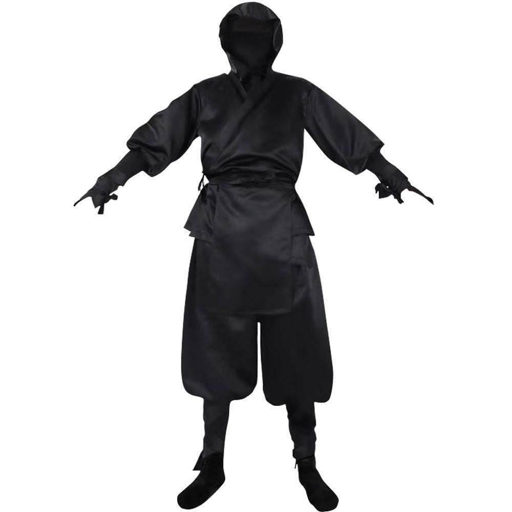 Japanese Ninja Bushido Cosplay Costume with Hood Socks Halloween Outfit Set Dress Up For Men - Azufun