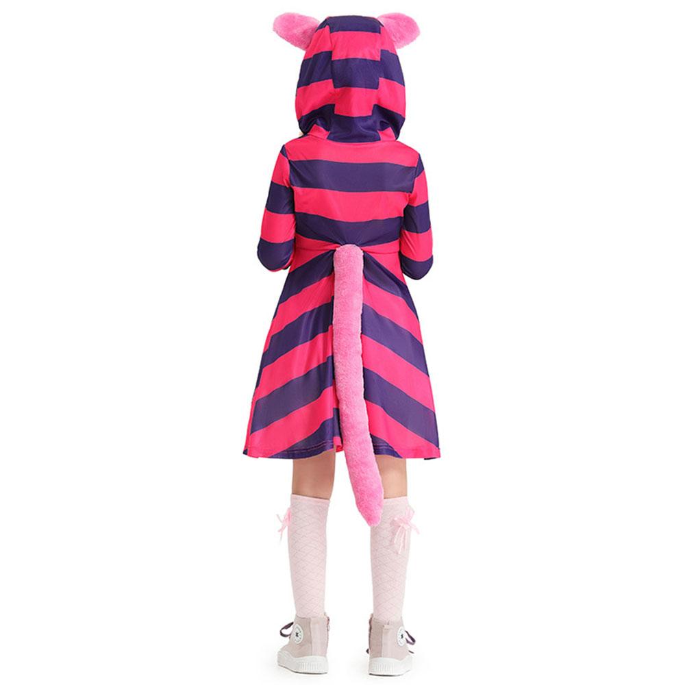Purple Striped The Cheshire Cat Dress Halloween Outfits Carnival Cosplay Costume For Kids