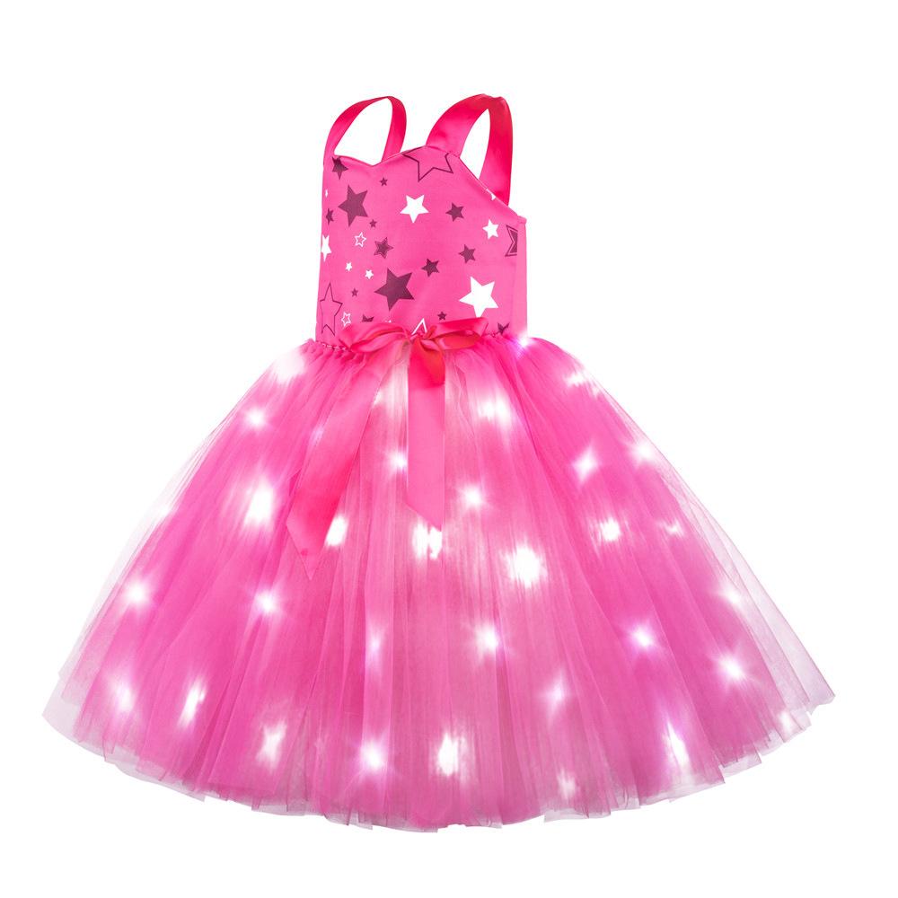 Barbie Movie Margot Barbie Pink Glow Tutu Dress Halloween Outfits Cosplay Costume Kids