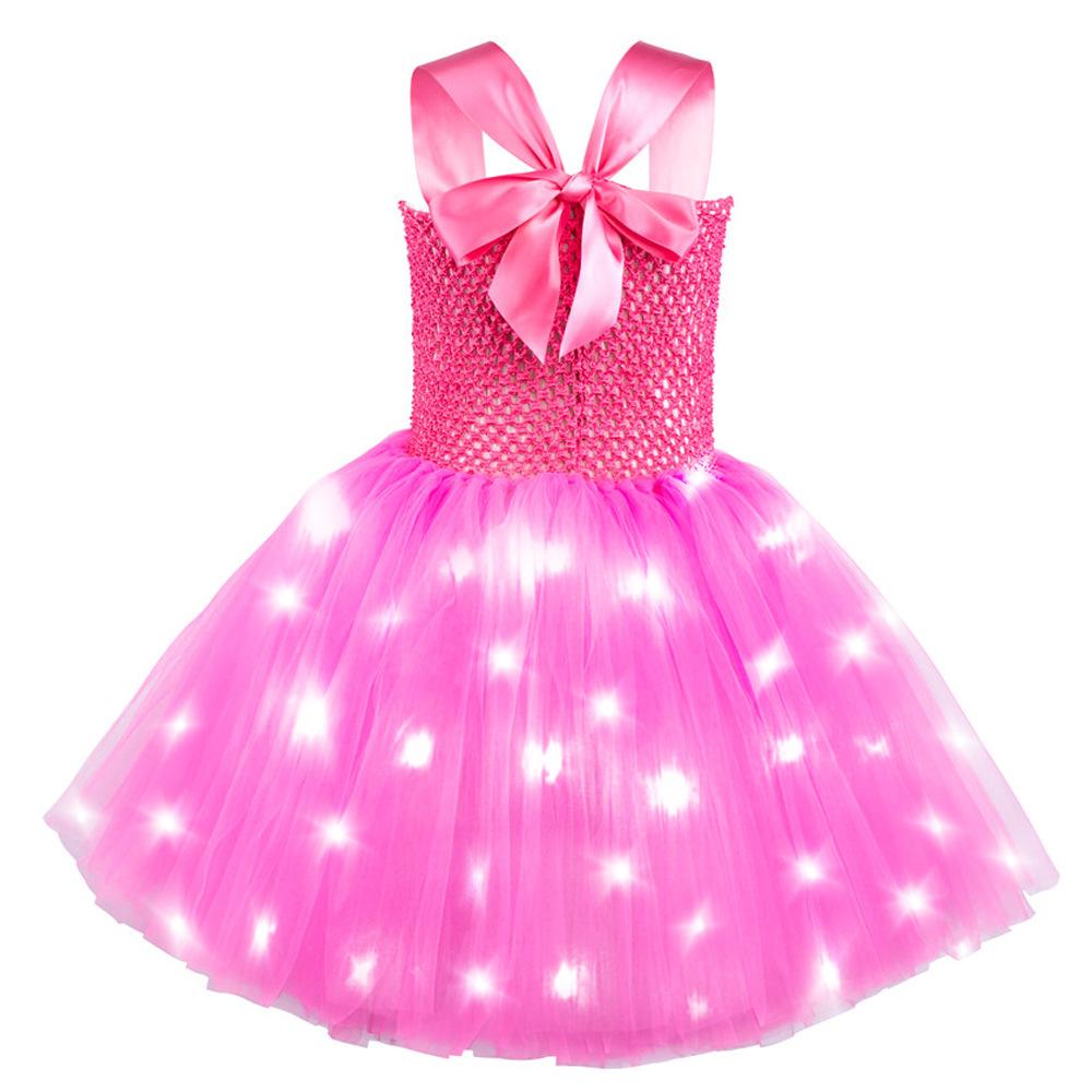 Barbie Movie Margot Barbie Pink Glow Tutu Dress Halloween Outfits Cosplay Costume Kids
