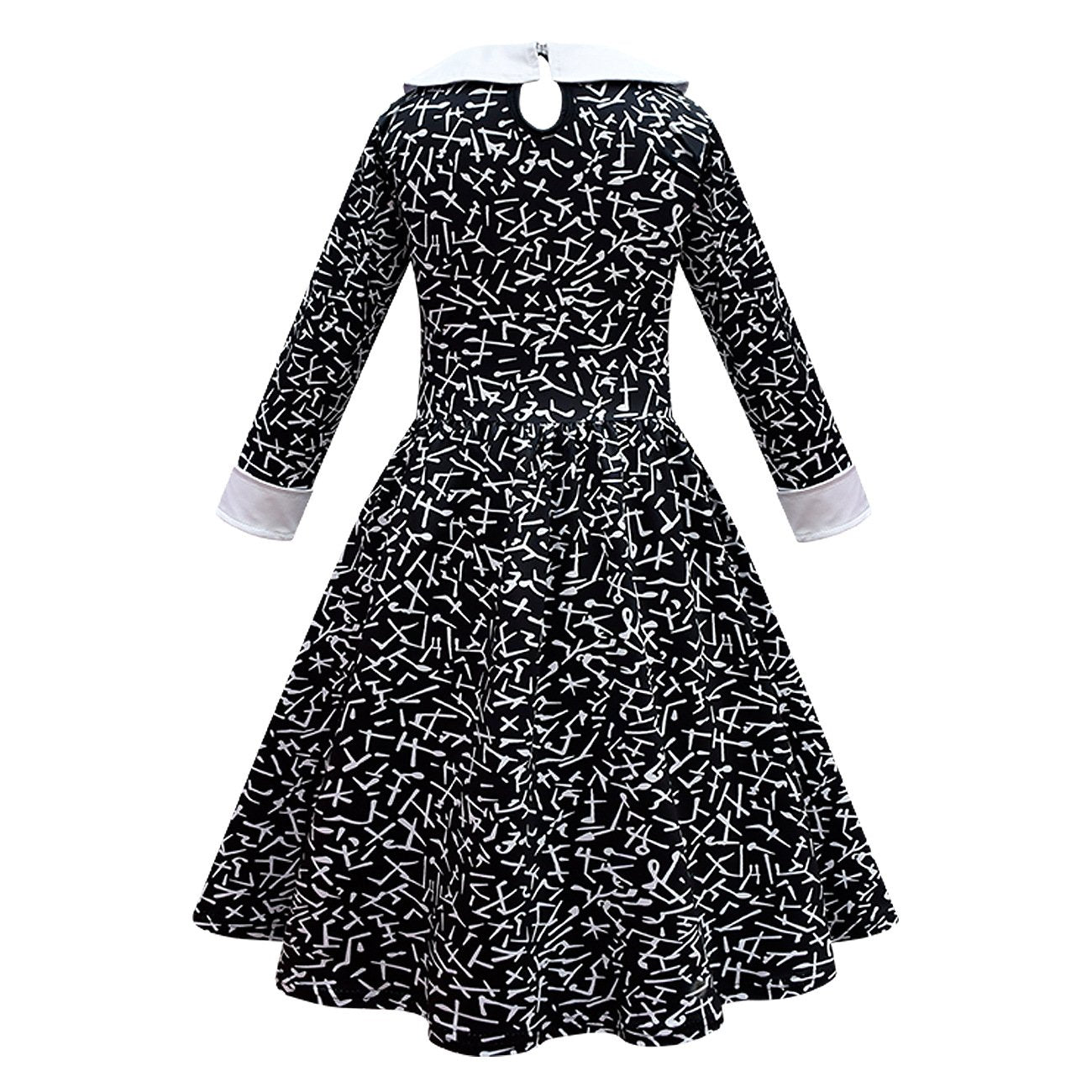 Wednesday Costume The Addams Family Cosplay Lapel Print Dress For Kids