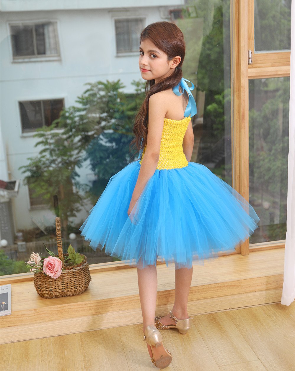 Little Girls Minions Tutu Dress Strap Mesh Halloween Outfit