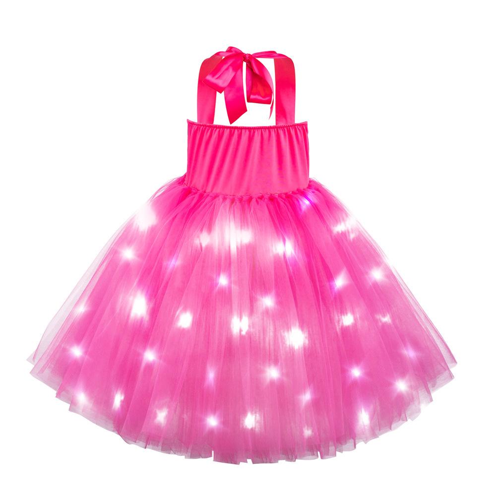Barbie Movie Margot Barbie Pink Glow Tutu Dress Halloween Outfits Cosplay Costume Kids