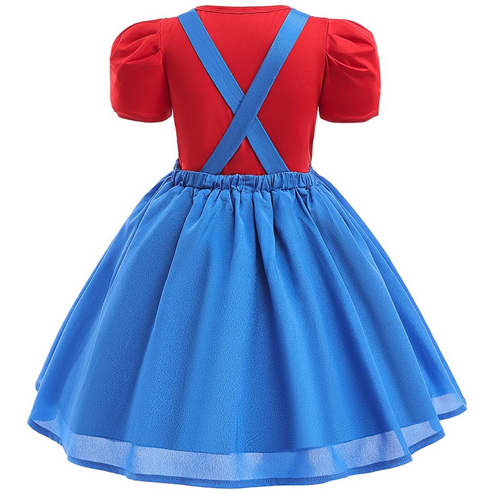 Super Mario Princess Costume Party Girl Children Strap Dresses