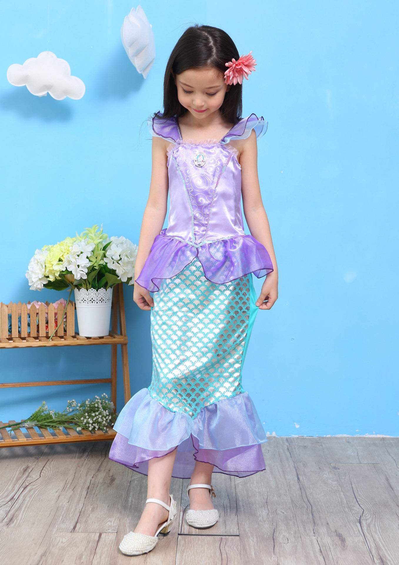 The Little Mermaid Ariel Princess Kids Girl Dress Cosplay Costume