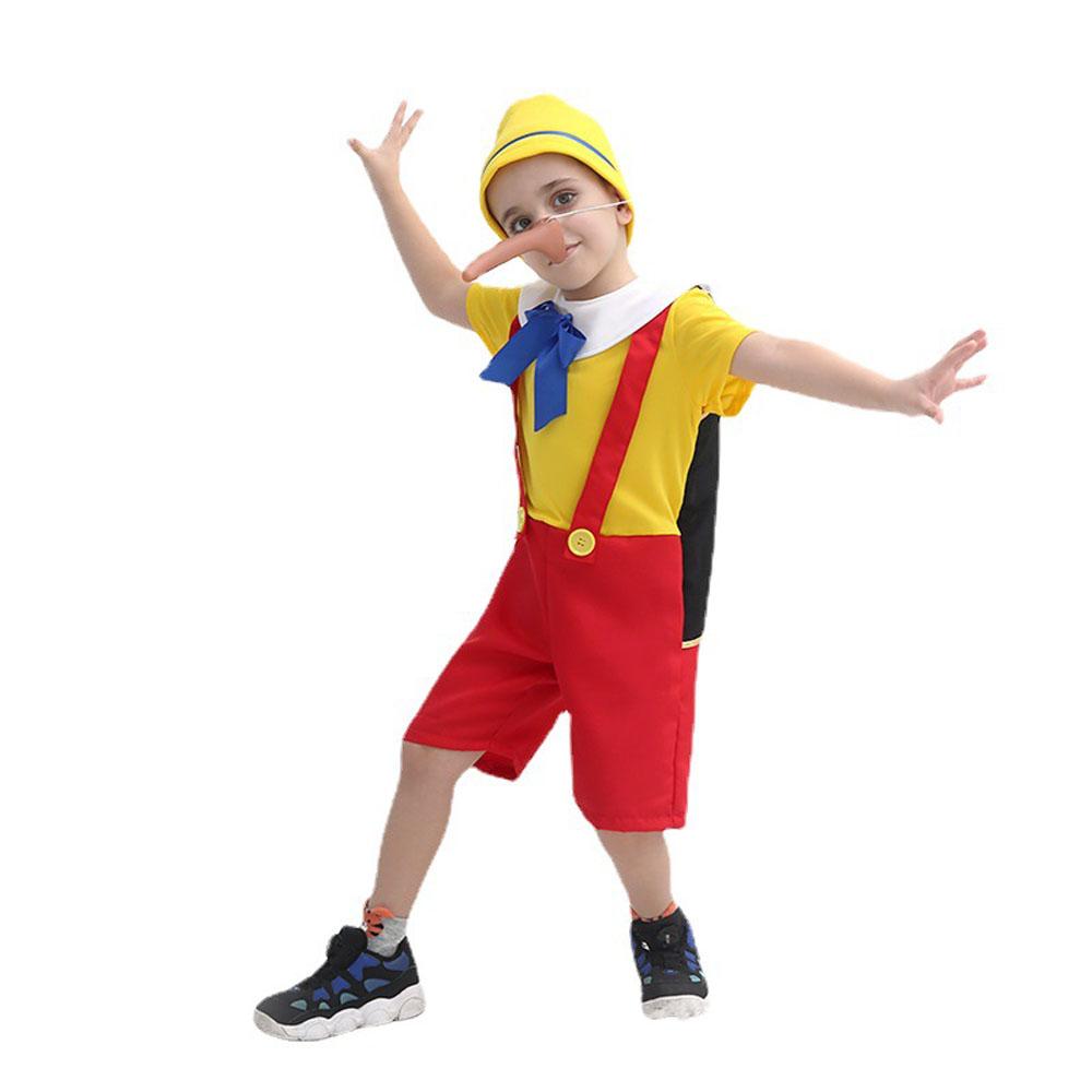 Long nose Pinocchio Set Halloween Carnival Cosplay Costume For Kids