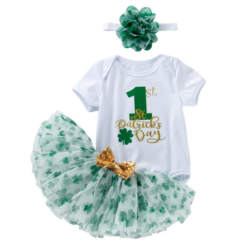 Toddler Baby Girl St. Patrick's Day Outfit Green Tutu Skirt Sets