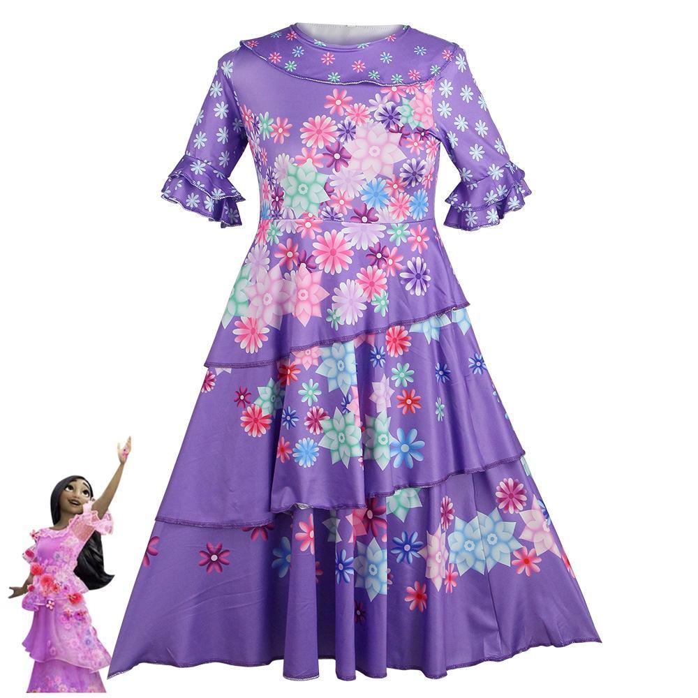 Encanto Isabella Dresses Cosplay Costume for Adults Kids Performance Outfits