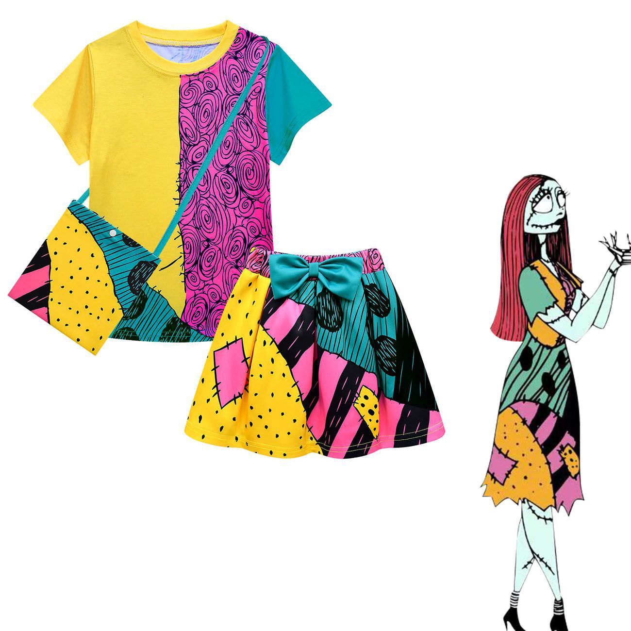 The Nightmare Before Christmas Sally Cosplay Outfit Princess Dress Suits