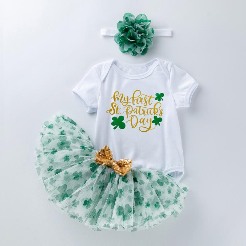 Toddler Baby Girl St. Patrick's Day Outfit Green Tutu Skirt Sets