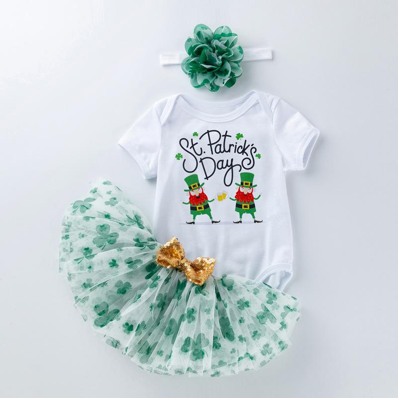 Toddler Baby Girl St. Patrick's Day Outfit Green Tutu Skirt Sets