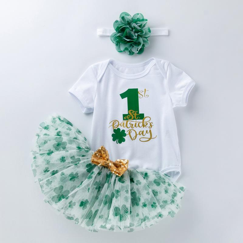 Toddler Baby Girl St. Patrick's Day Outfit Green Tutu Skirt Sets