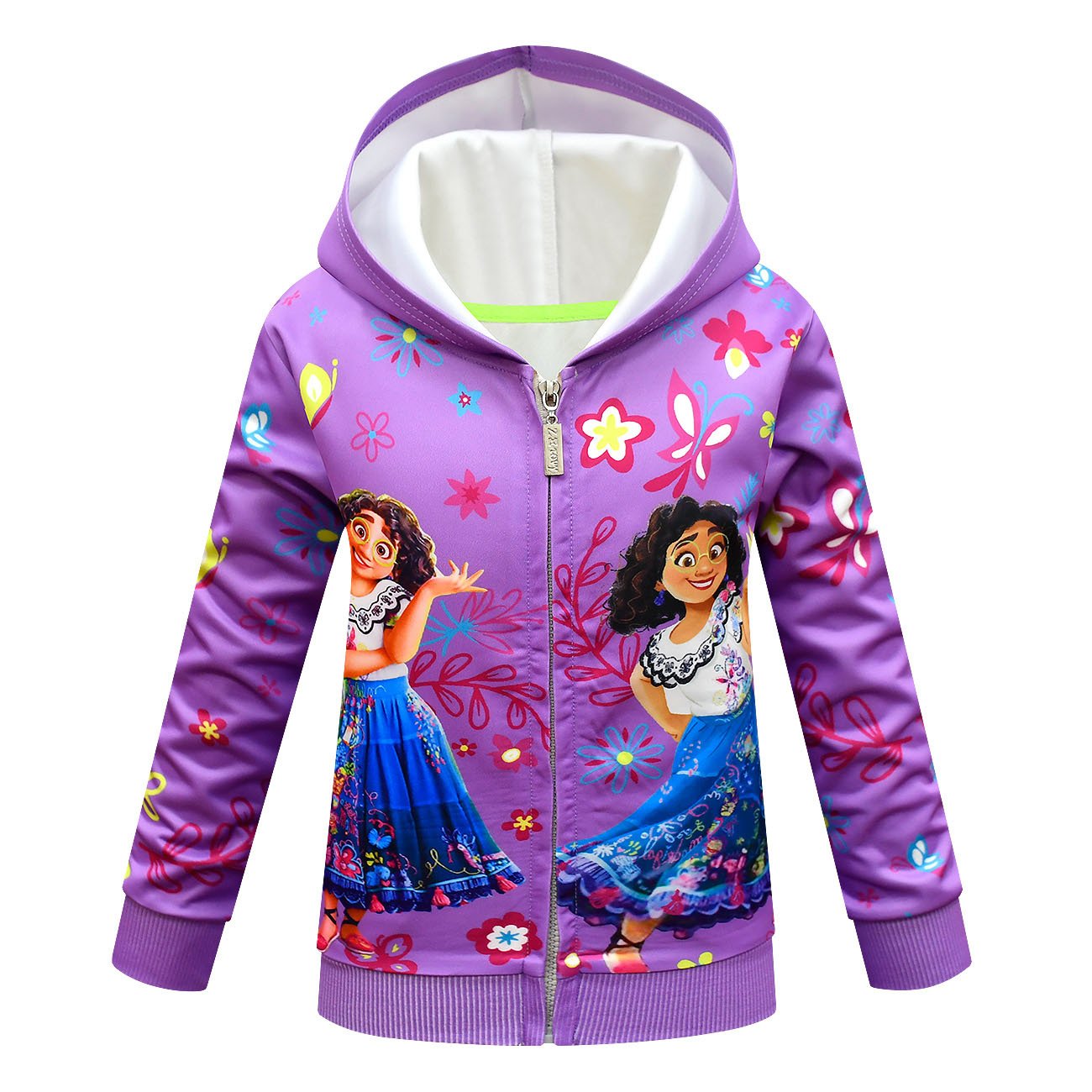Encanto Hoodie Zip Up Jackets for Girls Outdoor Cartoon Hooded Sweatshirt