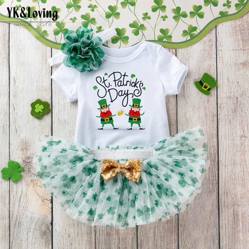 Toddler Baby Girl St. Patrick's Day Outfit Green Tutu Skirt Sets