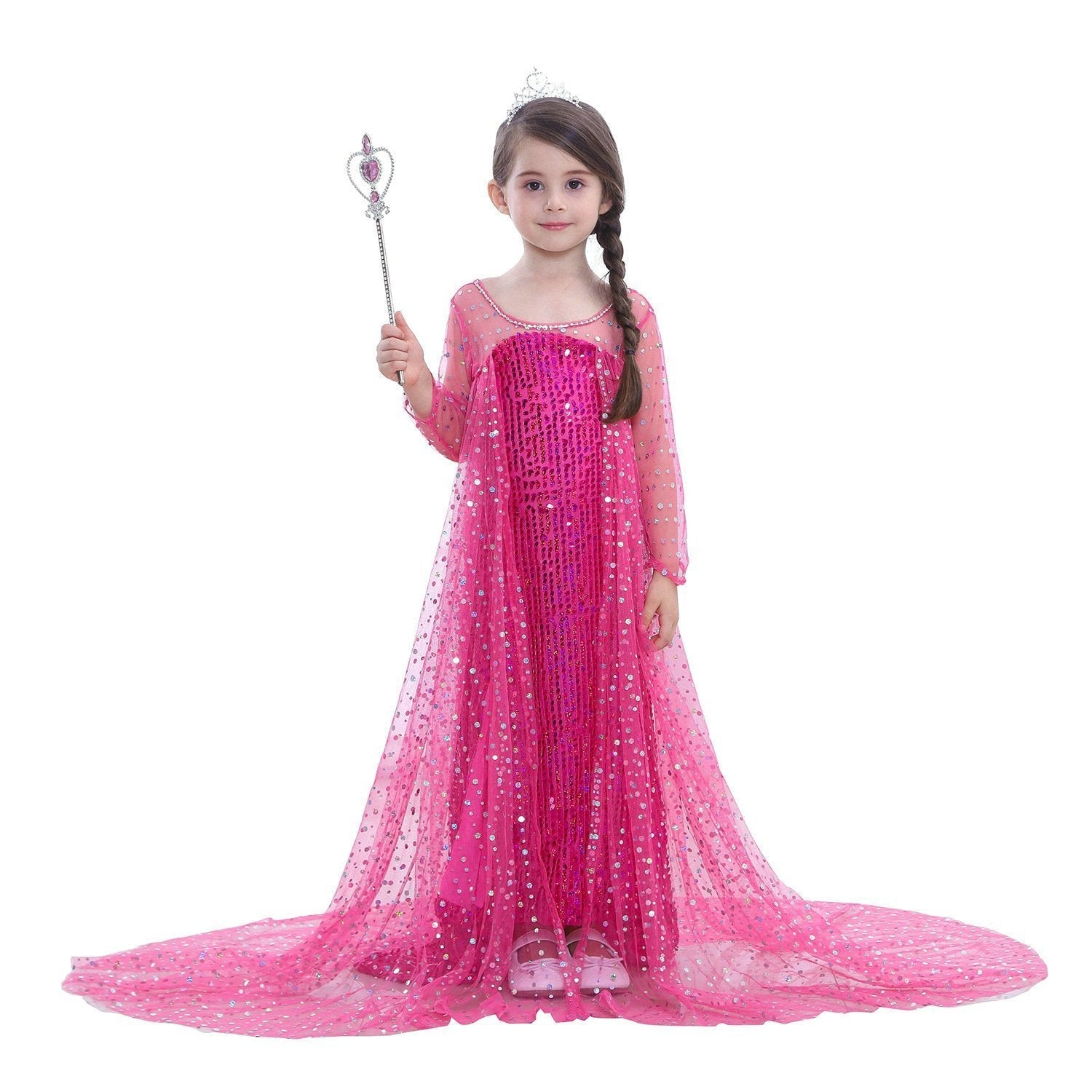 Frozen Elsa Costume Long Sleeve Girl Party Princess Dress