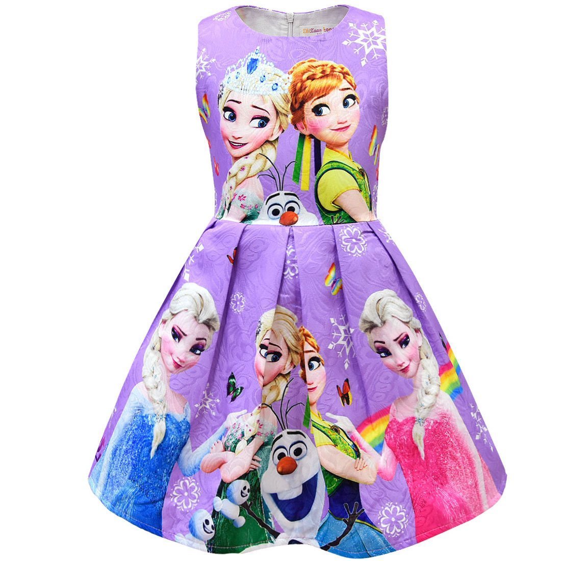 Girls Anna Elsa 2 Dress Girls Kids Party Birthday Dress Sleeveless Dress Frozen Princess Dress