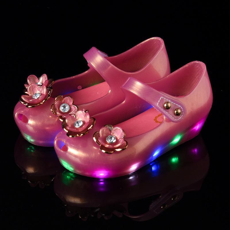 Led Unicorn Shoes Kids Glitter Shoes Mary Jelly Flats Shoes For Girls