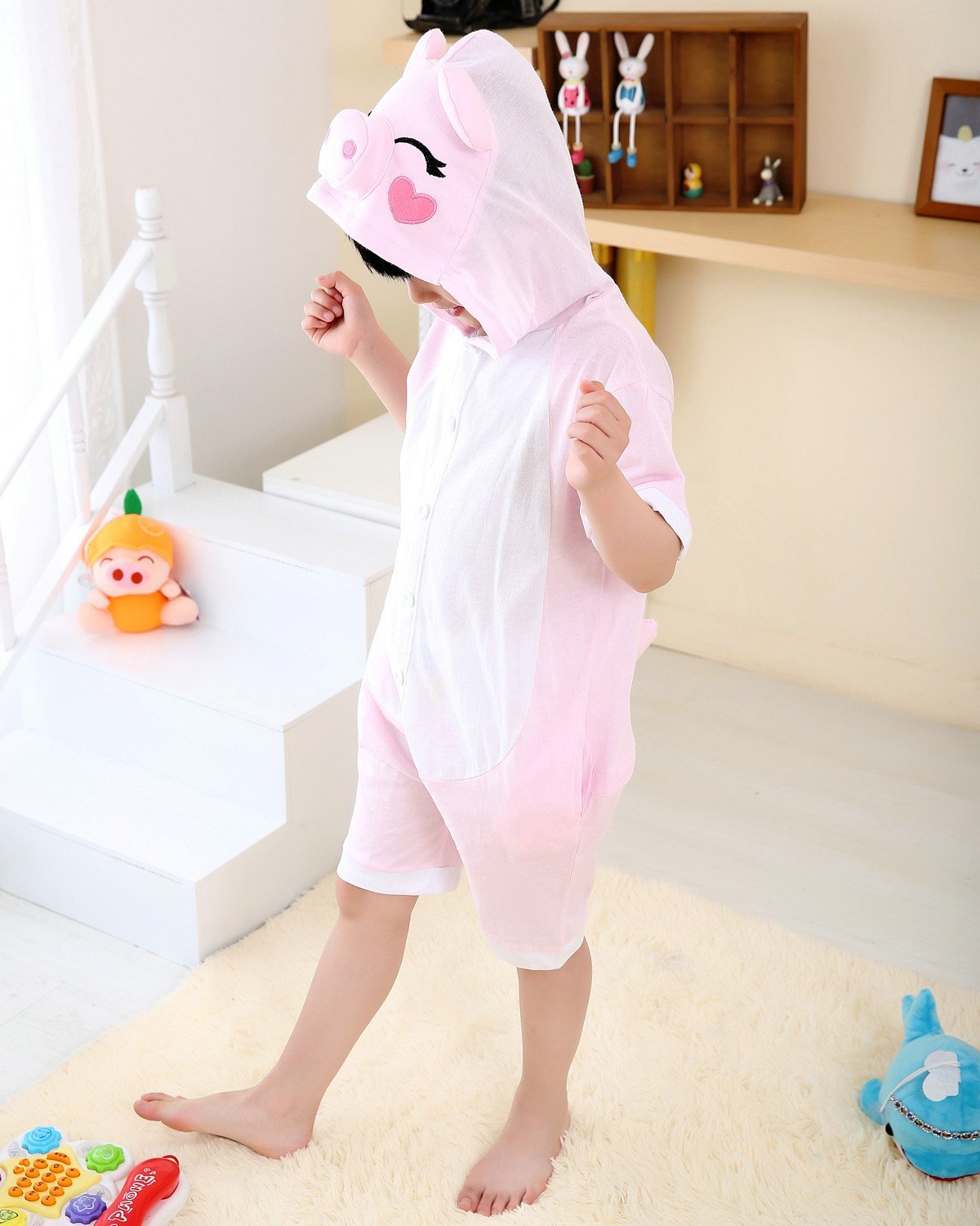 Pink Pig kigurumi kids Animal Onesies Summer Pajamas Costume