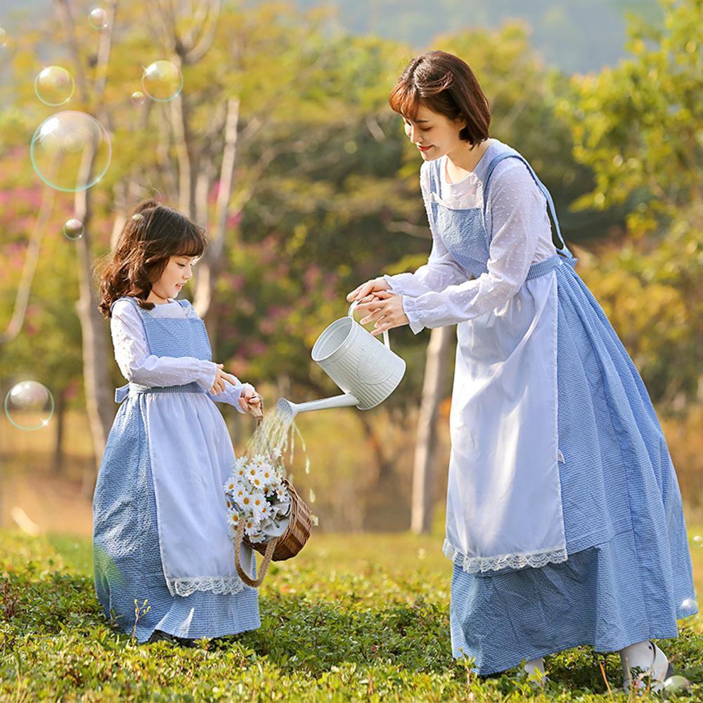 Blue Check Farm Outing cosplay costume dress for mom and me