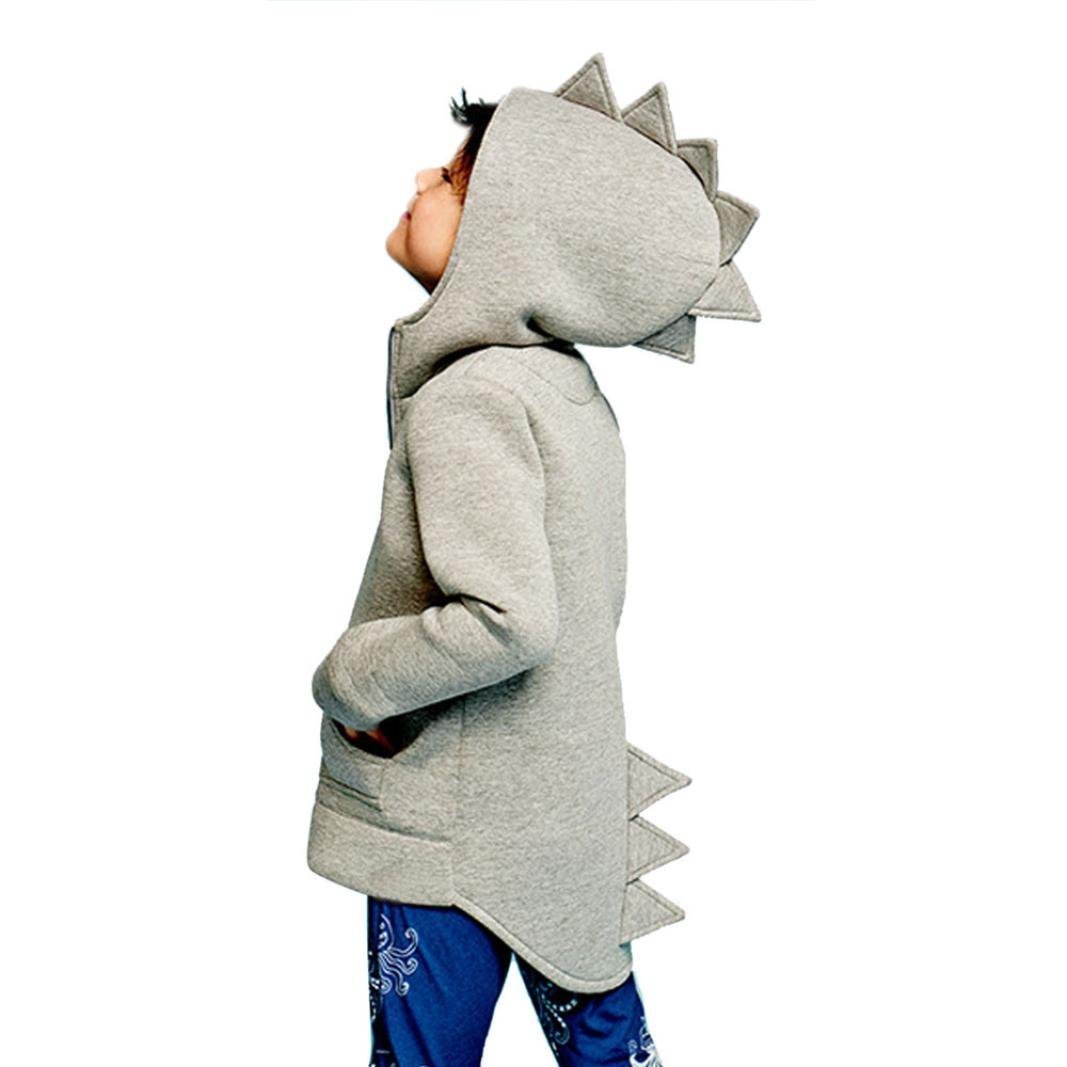 Children Spring Dinosaur Style Zipper Hooded Coat Jacket