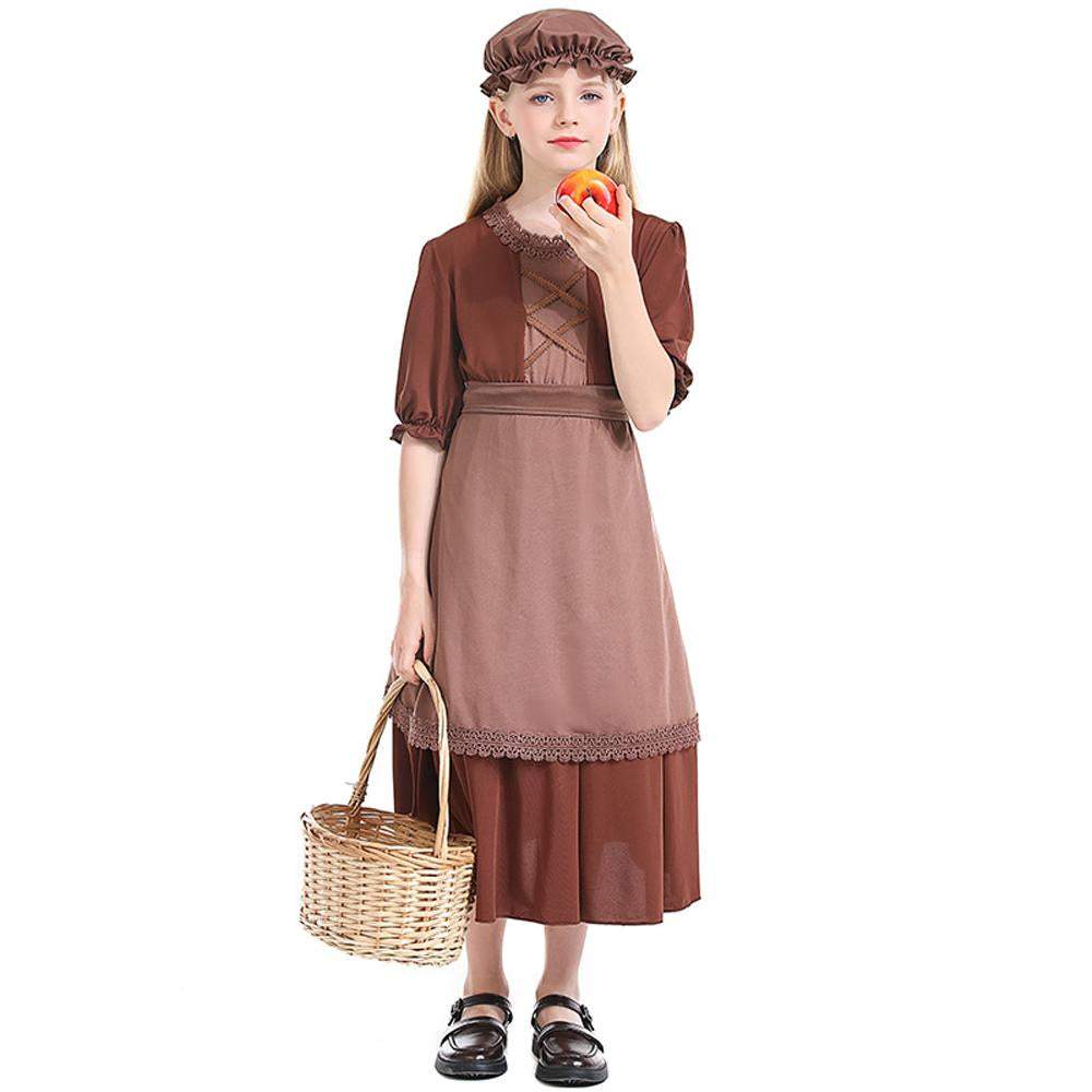 Brown wolf granny maid cosplay costumes colony girl dress for Kids