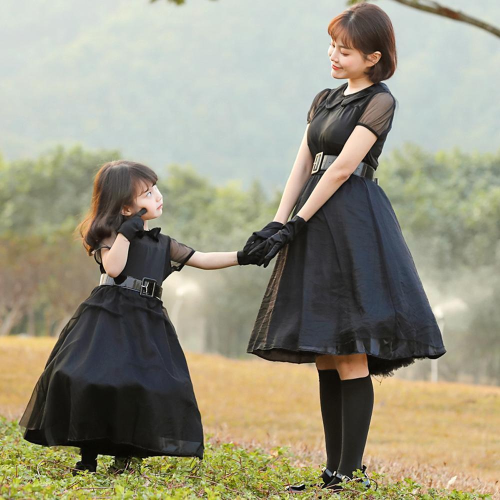 Black mesh magic witch parent-child cosplay costumes dress