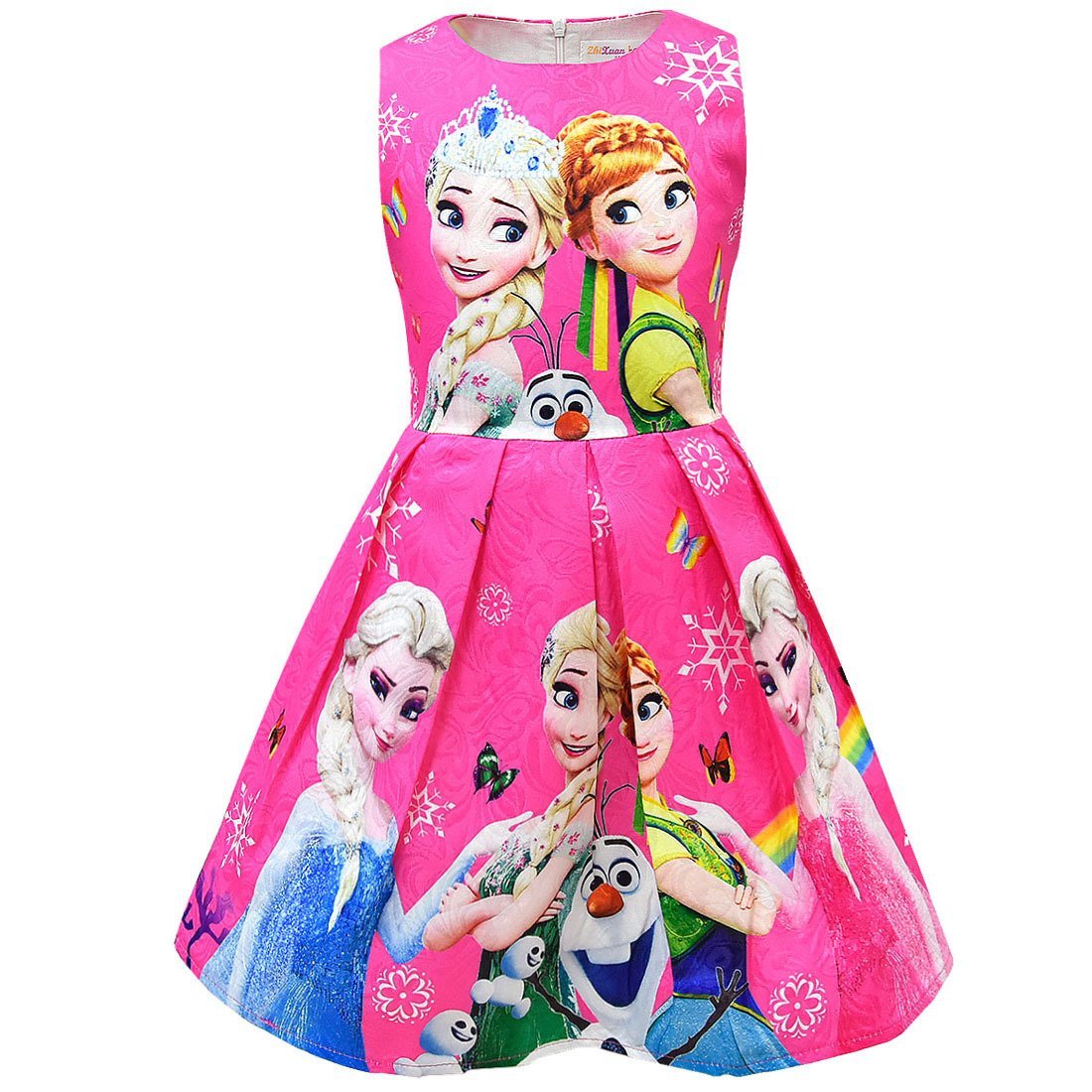 Girls Anna Elsa 2 Dress Girls Kids Party Birthday Dress Sleeveless Dress Frozen Princess Dress
