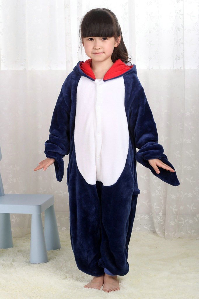 Blue Shark Kigurumi Pajamas Onesie Kid Flannel Animal Hoodie