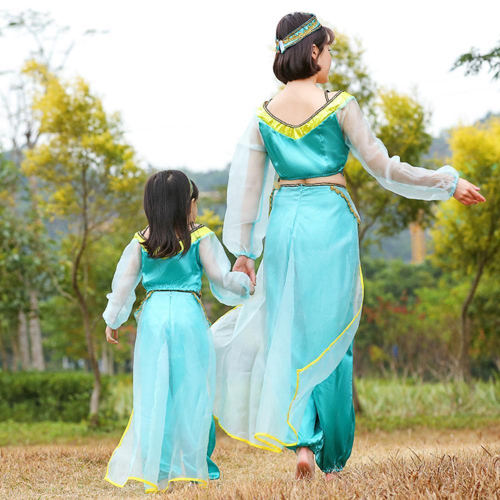 Aladdin Princess jasmine cosplay costumes dress for mom and me