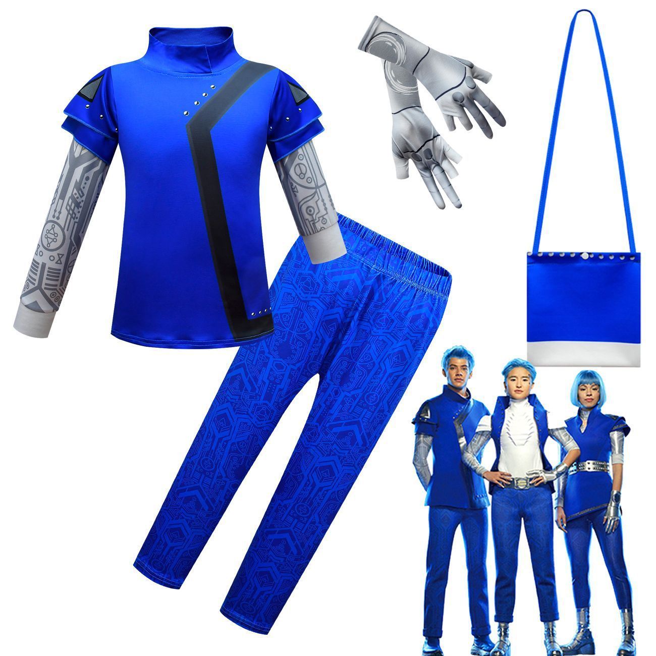 College Zombies 3 Blue Cosplay two piece set Costume Bodysuit Outfits for kids
