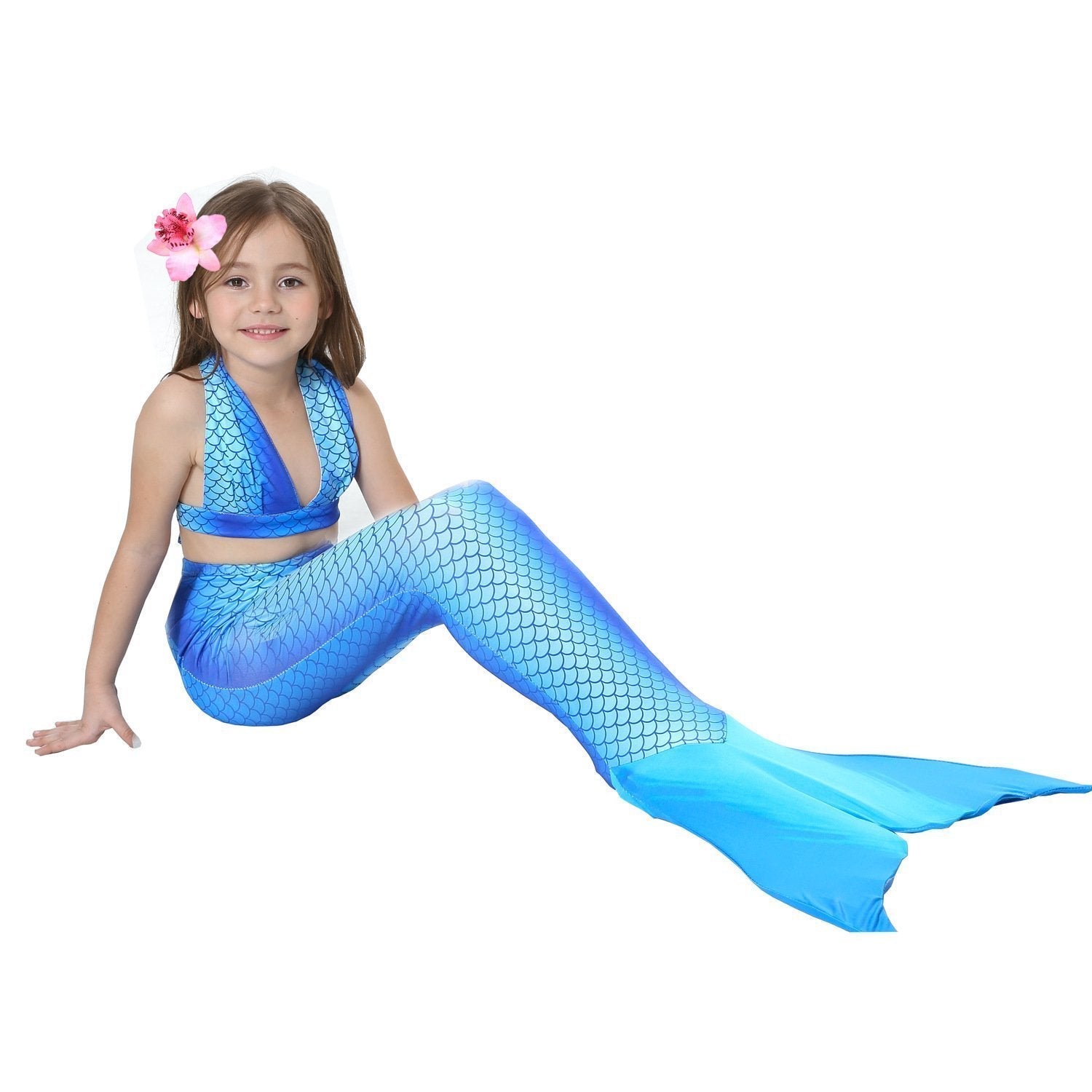 Girl Kids Mermaid Tail Swimwear Bikini Set Bathing Suit Fancy Costume