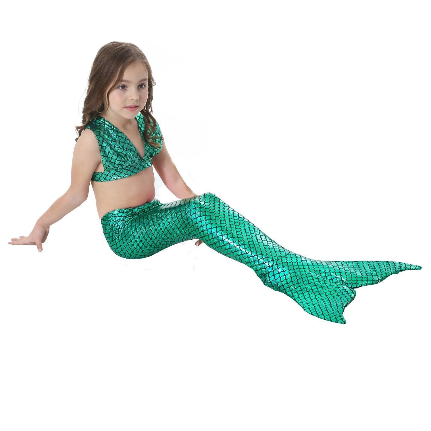 Girl Kids Mermaid Tail Swimwear Bikini Set Bathing Suit Fancy Costume