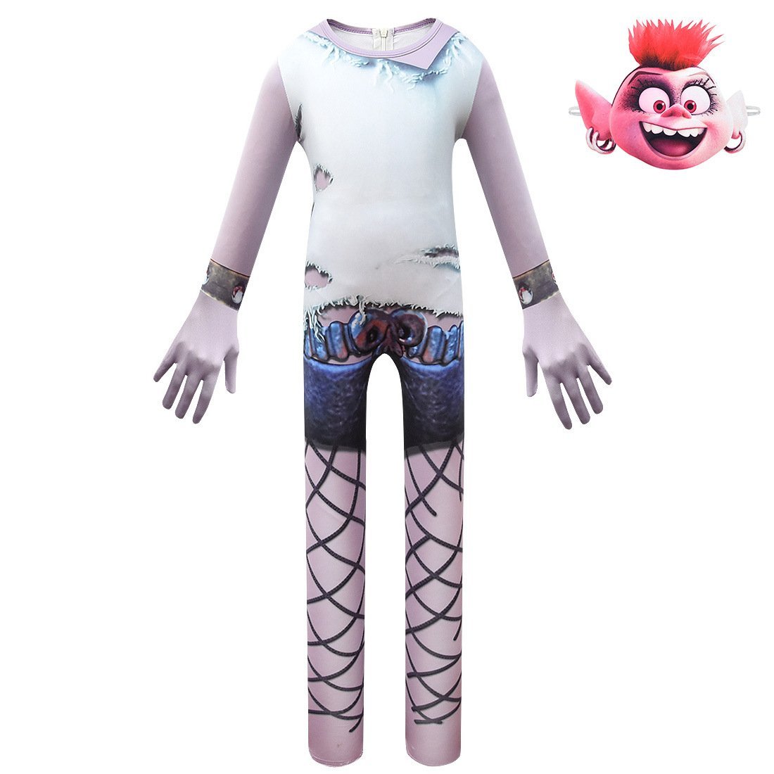 Kids white Trolls2 Queen Barb Christmas Cosplay Zentai Suit Costume Children Jumpsuit Bodysuit Outfits