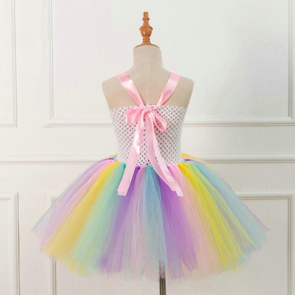 Mesh Handwork with Headgear Unicorn Party Tutu Dress for Girl
