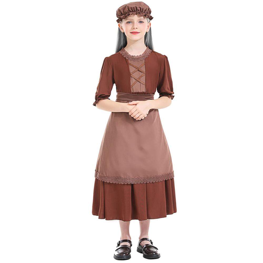 Brown wolf granny maid cosplay costumes colony girl dress for Kids