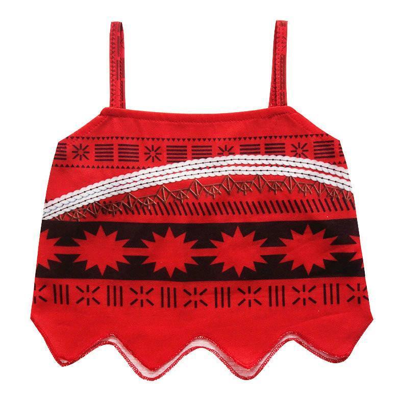 Moana Cosplay Costume Sling Tops Skirt Sets for Girl Toddler