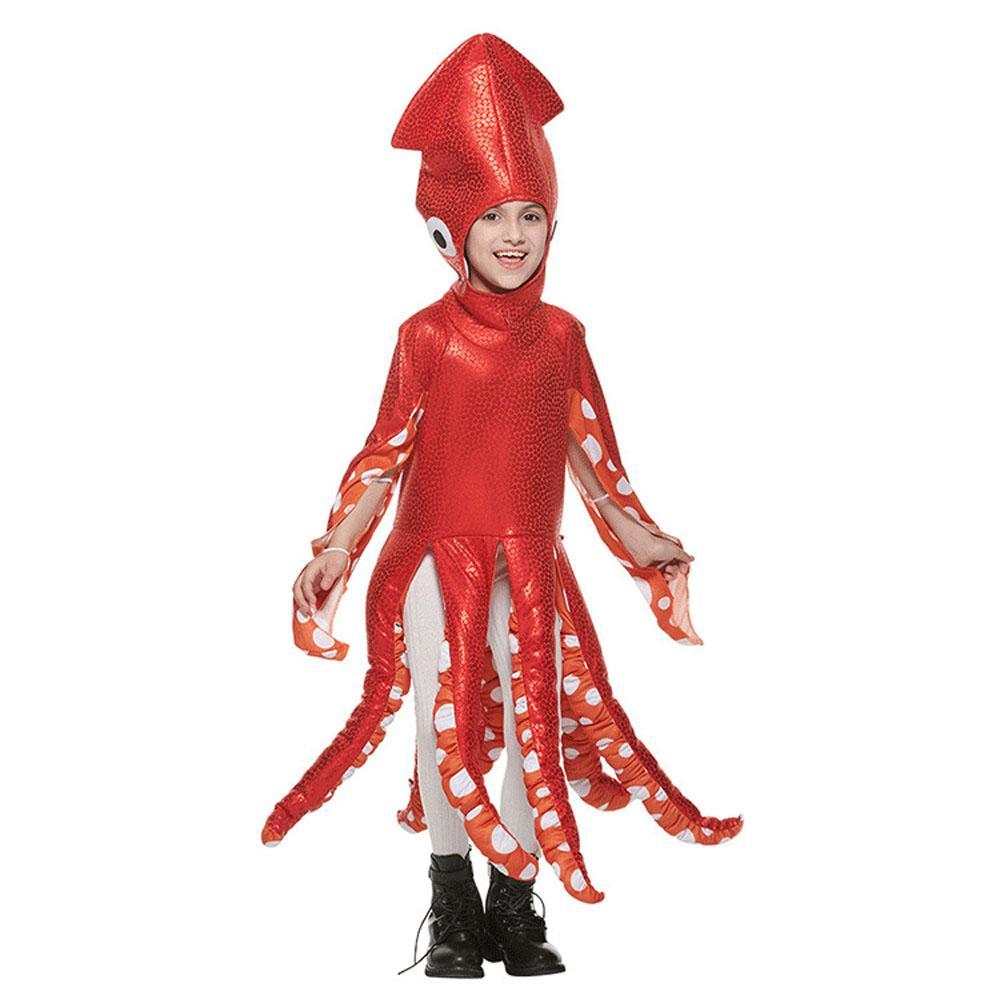 Squid Costume Red Leggings Jumpsuit Marine Life Cosplay Halloween Christmas School Party for Kids