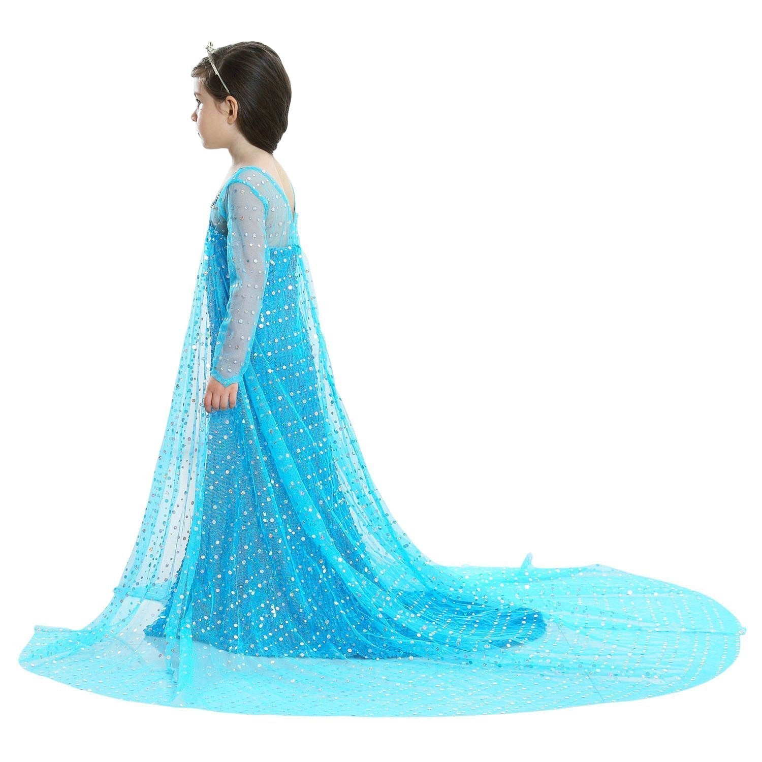 Frozen Elsa Costume Long Sleeve Girl Party Princess Dress