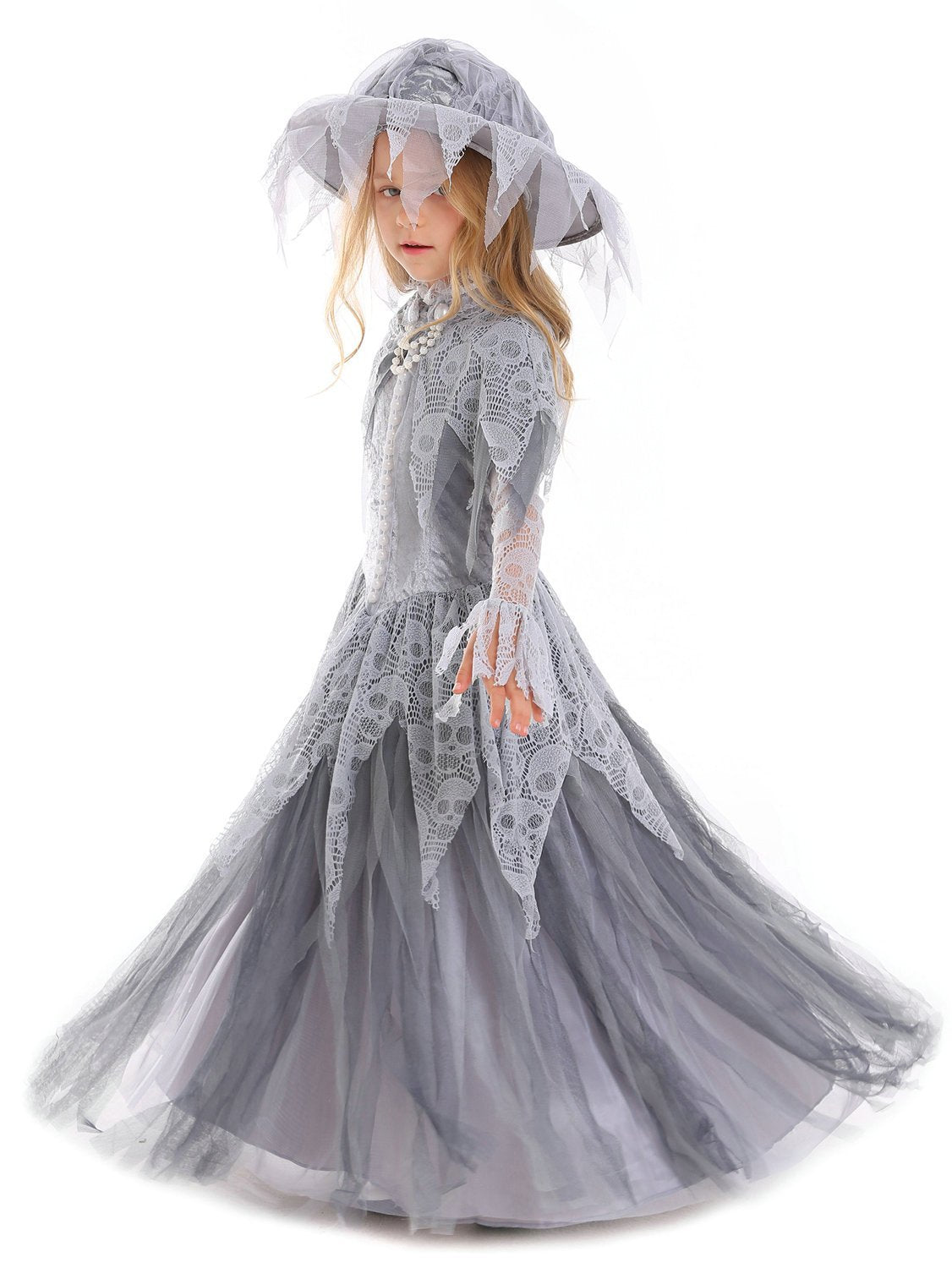 Child Halloween Ghost Princess Bridal Flower Girl Witch Costume
