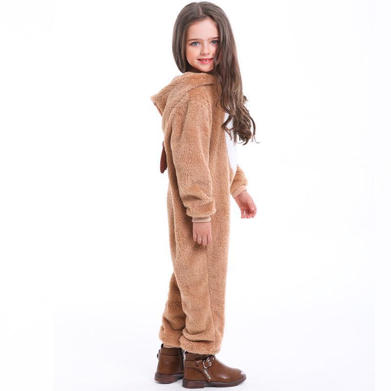 Family Matching Santa Deer Kigurumi Pajamas Hooded Zipper Jumpsuit