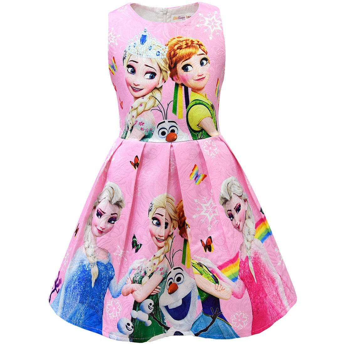 Girls Anna Elsa 2 Dress Girls Kids Party Birthday Dress Sleeveless Dress Frozen Princess Dress