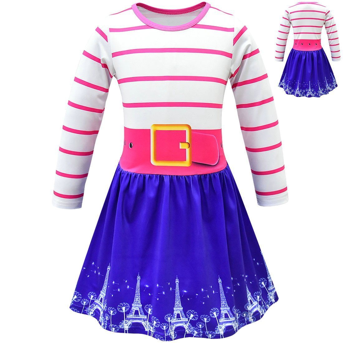 Fancy Nancy Cosplay Striped Long Sleeve Dress for Kids