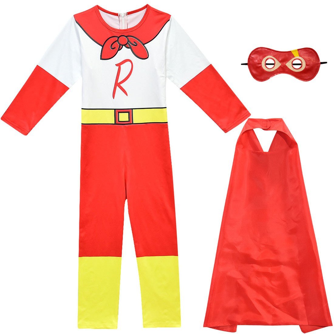 Kids Ryan's World Red Titan Jumpsuit Cosplay Costume Jumpsuit and cloak for Children
