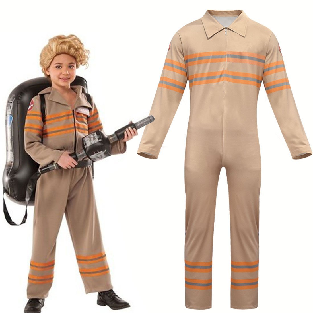 kids Ghostbuster Cosplay Zentai Suit Costume Children Jumpsuit Bodysuit Outfits