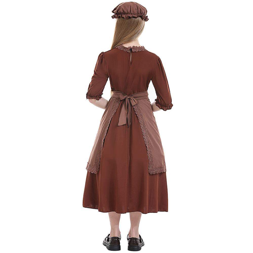 Brown wolf granny maid cosplay costumes colony girl dress for Kids