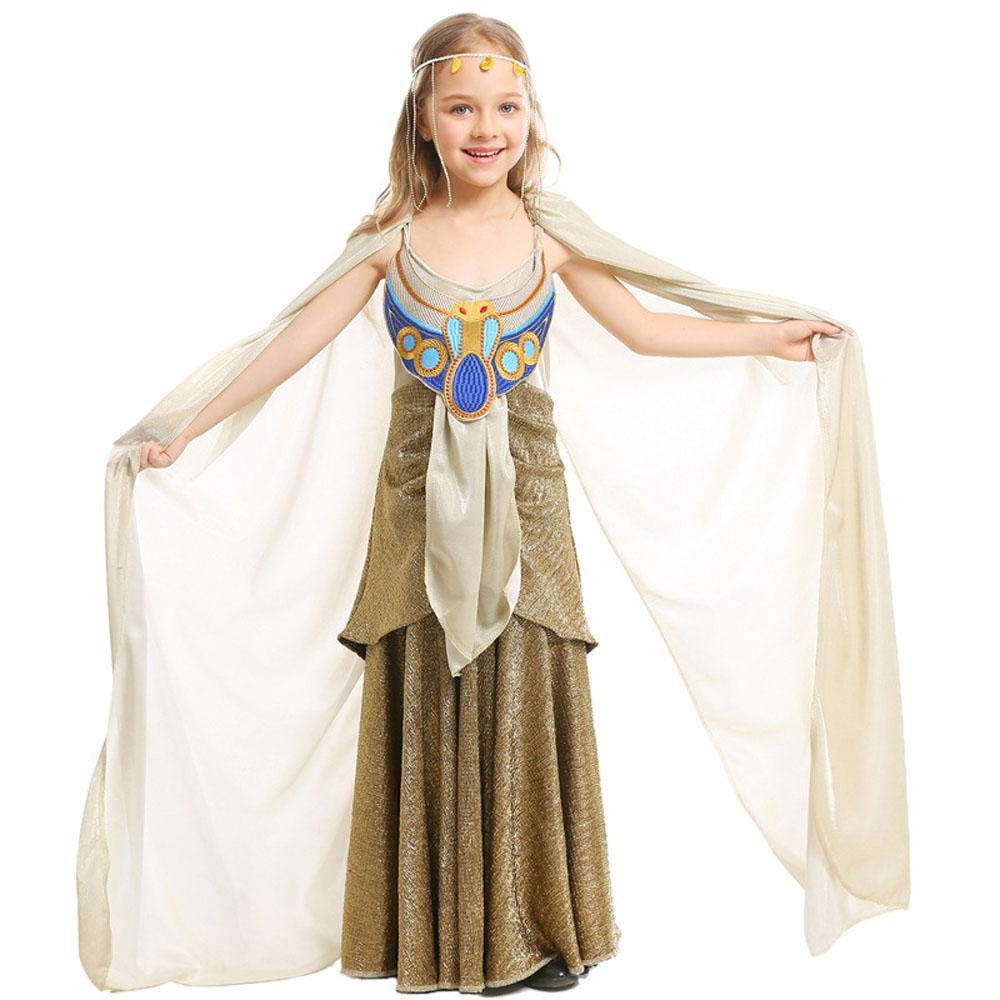 Egyptian Queen Cosplay Costume Ancient Egypt Dress Halloween Party Children Stage Skirt for Girls