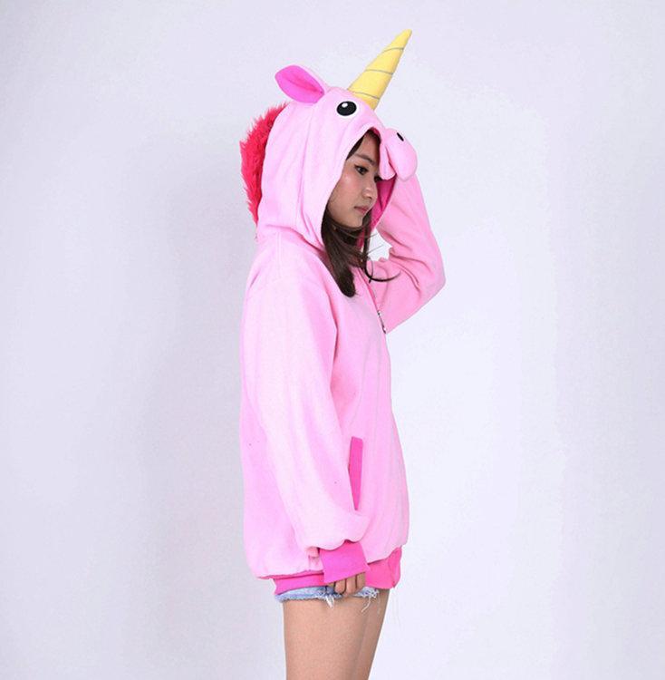 Unicorn Kigurumi Cartoon Cosplay Costume Long Sleeve Zip-up Hoodie - Azufun