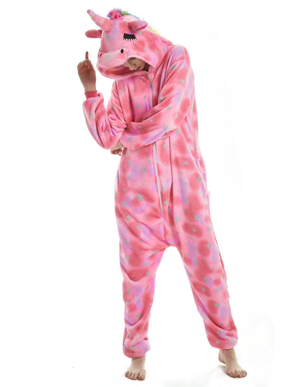 Unisex Adult Cartoon Unicorn Kigurumi Onesie Costume Pajamas - Azufun