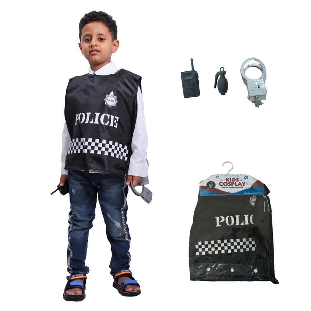 Halloween Cosplay Costume Police Officer Boys Uniform Role Play Dress Up For Kids