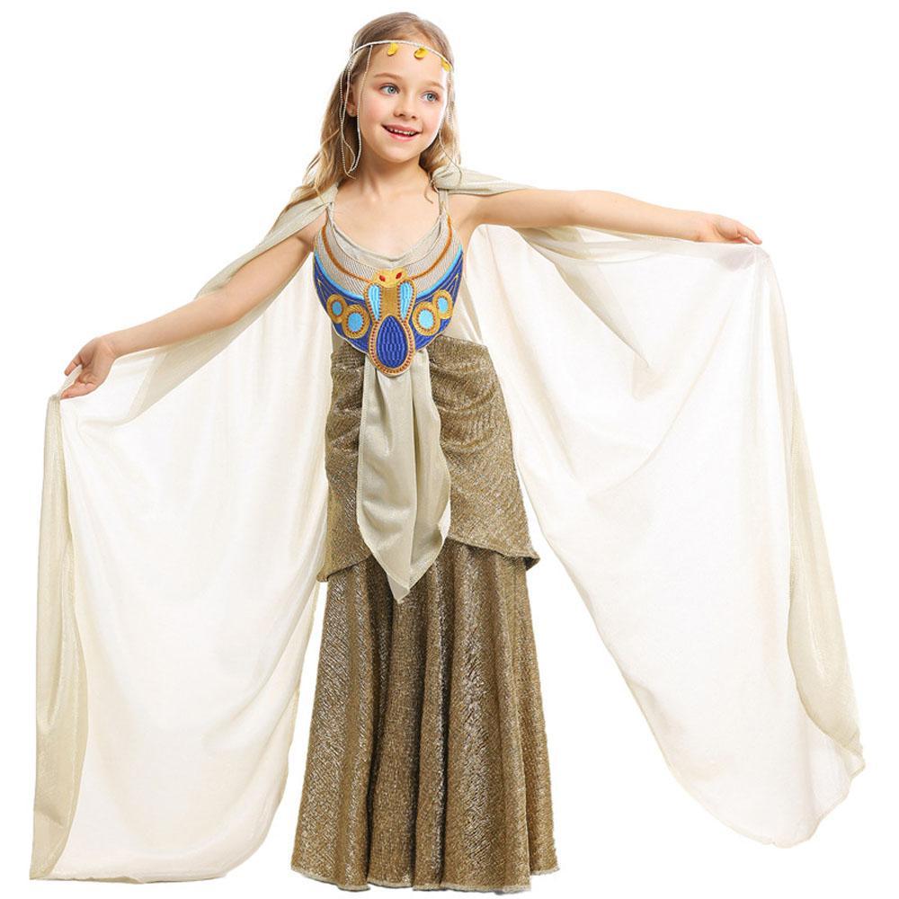 Egyptian Queen Cosplay Costume Ancient Egypt Dress Halloween Party Children Stage Skirt for Girls